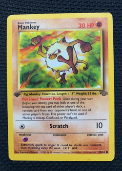 Mankey 55/64 1st Edition Common Pokemon Card - 1999 Jungle set - HP/MP - Image 1