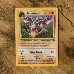 Pokemon Aerodactyl 1/62 Fossil Unlimited Holo Rare Card 60 HP English 1999 - Image 1