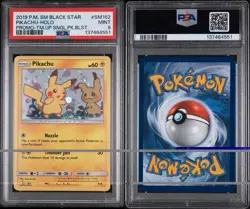 2019 Pokemon Team Up Pikachu Holo Promo #SM162 Black Star Promo Card PSA 9 Mint - Image 3