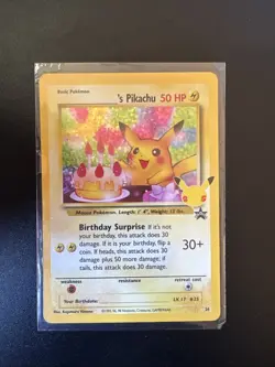 Pokemon Pikachu Celebrations Birthday Surprise 25th Anniversary Promo Card - Image 1