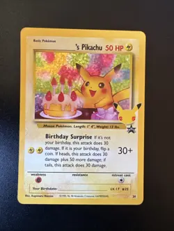 Pokemon Pikachu Celebrations Birthday Surprise 25th Anniversary Promo Card - Image 3