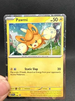 Pokemon TCG Promo SVP 040 Cosmos Holographic Pawmi w Swirl & HD Swirl NM - Image 1