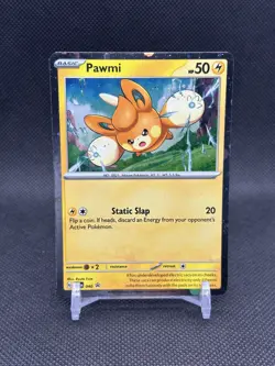 Pokemon TCG Promo SVP 040 Cosmos Holographic Pawmi w Swirl & HD Swirl NM - Image 2