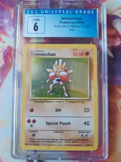 Pokemon Hitmonchan 7/102 Base Set Holo Rare 1999 Unlimited WOTC CGC 6 EX/NM - Image 1