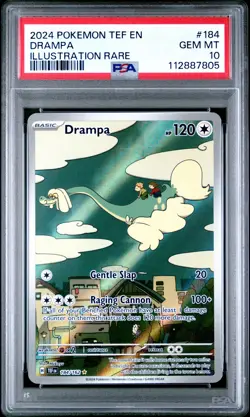 2024 POKEMON TEF EN-TEMPORAL FORCES ILLUSTRATION RARE #184 DRAMPA PSA 10 - Image 1