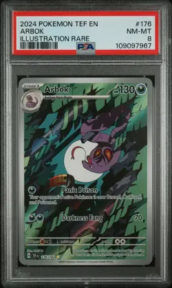 2024 Pokemon Tef EN-Temporal Forces Arbok Illustration Rare PSA 8 #176 - Image 1