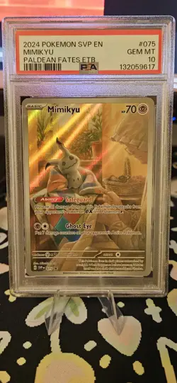 2024 Pokemon Mimikyu SVP 075 Paldean Fates ETB Promo PSA 10 GEM MT - Image 1