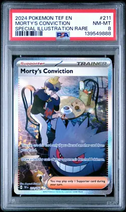 Morty's Conviction 211/162 Special Illustration Rare Pokemon PSA 8 *888 - Image 1