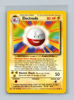 Pokemon TCG - Electrode 21/102 - Rare Unlimited - Base Set Unlimited light play - Image 1