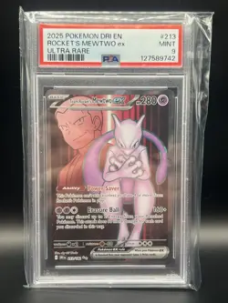 TEAM ROCKET'S MEWTWO EX 2025 POKEMON DRI EN-DESTINED RIVALS ULTRA RARE PSA 9 - Image 1