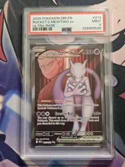 2025 POKEMON DRI EN-DESTINED RIVALS ULTRA RARE TEAM ROCKET'S MEWTWO EX PSA 9 - Image 1