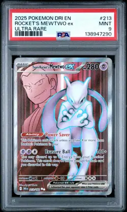2025 POKEMON DRI EN-DESTINED RIVALS ULTRA RARE TEAM ROCKET'S MEWTWO EX PSA 9 - Image 1