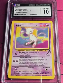 2000 Pokemon Mew Black Star Promo # 8 Pokemon League CGC 10 GEM MINT NON Holo - Image 1
