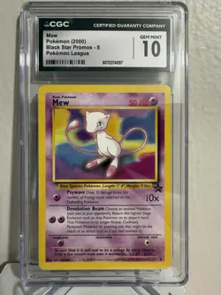 CGC Gem Mint 10 Mew Black Star Promo 8 Pokemon League 2000 Vintage Graded Card - Image 1