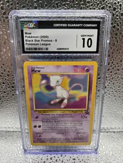 2000 POKEMON PROMO BLACK STAR POKEMON LEAGUE #8 MEW CGC 10 GEM MINT - Image 1