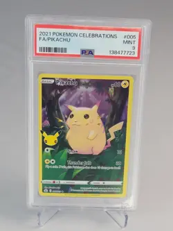 2021 Pokemon Celebrations Pikachu Full Art Holo PSA 9 Mint 005/025 - Image 1