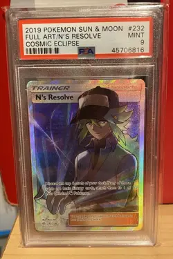 Pokemon PSA 9 N's Resolve 232/236 Sun & Moon Cosmic Eclipse Full Art Rare - Image 1