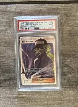 Pokemon PSA 9 N's Resolve 232/236 Sun & Moon Cosmic Eclipse Full Art Rare - Image 2