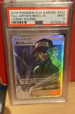 Pokemon PSA 9 N's Resolve 232/236 Sun & Moon Cosmic Eclipse Full Art Rare - Image 4
