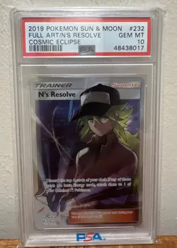 2019 Pokemon Sun & Moon Cosmic Eclipse N's Resolve Full Art #232 232/236 PSA 10 - Image 1