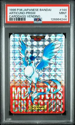 PSA 9 2025 CERT ARTICUNO PRISM 1996 POKEMON JPN BANDAI CARDDASS VENDING #144 - Image 1