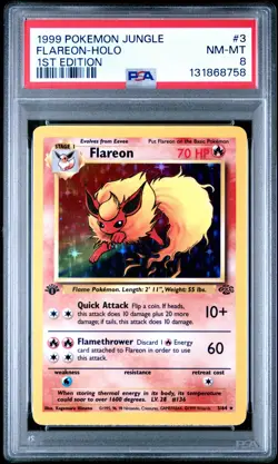 1999 POKEMON JUNGLE 1ST ED #3 FLAREON-HOLO PSA 8 - Image 1
