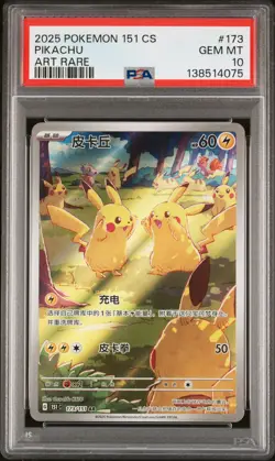 2025 POKEMON SIMPLIFIED CHINESE 151 C-COLL 151 ART RARE #173 PIKACHU PSA 10 - Image 1