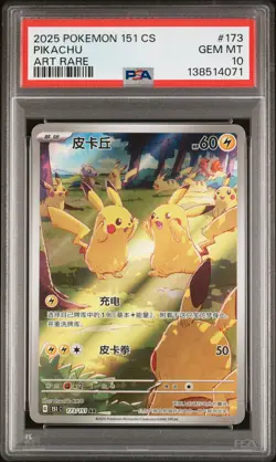 2025 POKEMON SIMPLIFIED CHINESE 151 C-COLL 151 ART RARE #173 PIKACHU PSA 10 - Image 1