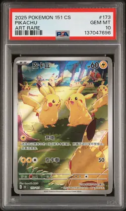 2025 POKEMON SIMPLIFIED CHINESE 151 C-COLL 151 ART RARE #173 PIKACHU PSA 10 - Image 1