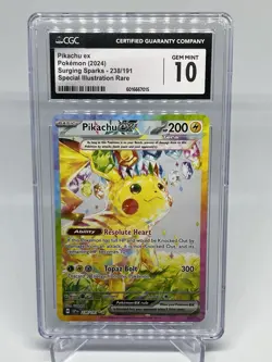 CGC 10 Gem Mint Pikachu 238/191 Pokemon Surging Sparks Special Illustration Rare - Image 1