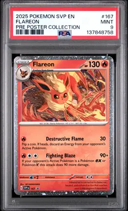 2025 POKEMON SVP EN-SV BLACK STAR PROMO #167 FLAREON PSA 9 - Image 1