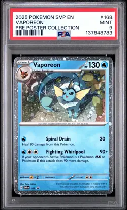2025 POKEMON SVP EN-SV BLACK STAR PROMO #168 VAPOREON PSA 9 - Image 1