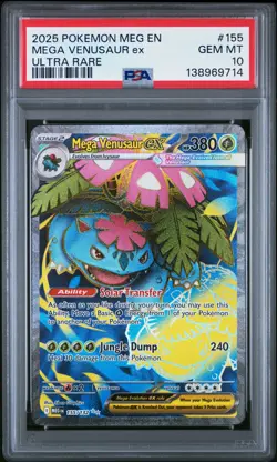 2025 POKEMON MEG EN-MEGA EVOLUTION ULTRA RARE #155 MEGA VENUSAUR EX PSA 10 - Image 1