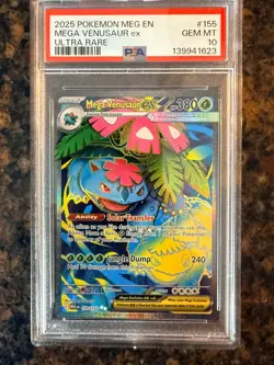 2025 POKEMON MEG EN-MEGA EVOLUTION ULTRA RARE #155 MEGA VENUSAUR EX PSA 10 - Image 1