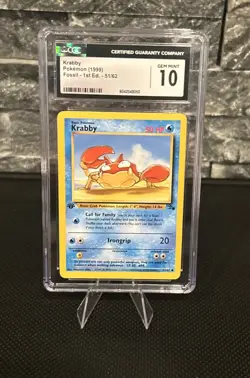 CGC 10 Krabby 51/62 Fossil 1st Edition (1999) - Image 1