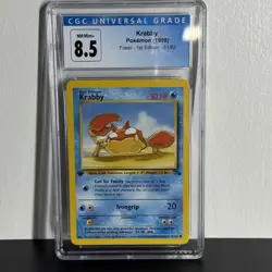 Krabby Pokemon 1999 Fossil 1st Edition 51/62 - CGC 8.5 Mint - Image 1