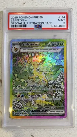 PSA 9 Leafeon Ex 144/131 SIR Prismatic Evolutions Pokemon TCG Card - Image 1