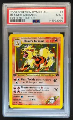 2000 Pokemon Gym Challenge 1st Edition Blaine's Arcanine Holo #1/132 PSA 9 - Image 1