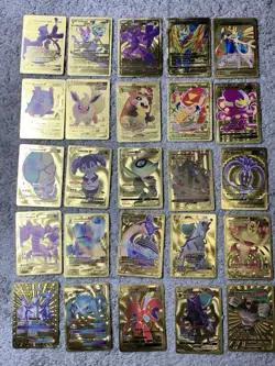 Set of 105 Charizard,Charmander,Pikachu,Mewtwo,More Gold Foil Fan Art Card MP-LP - Image 2