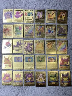 Set of 105 Charizard,Charmander,Pikachu,Mewtwo,More Gold Foil Fan Art Card MP-LP - Image 4