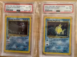 Pokemon 2001 Neo Revelation Shiny Gyarados Halo Card PSA 6 With Magikarp PSA 6 - Image 1