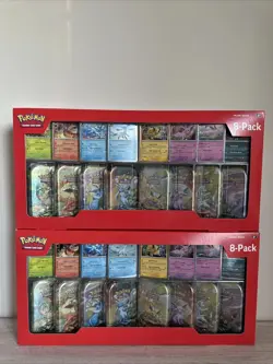 Pokemon TCG Costco Prismatic Evolutions 8 Pack Mini Tins Lot of 2 New Sealed - Image 1