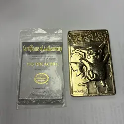 VINTAGE PIKACHU #25 Pokemon 23K Gold Plated Trading Card 1999 BK Limited Edition - Image 1