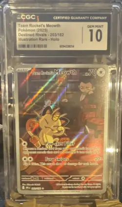 Pokemon Team Rocket's Meowth 203/182 Sv10: Destined Rivals Holo CGC 10 - Image 1