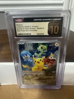 ✨ Pokemon Pikachu 001/SV-P Sv-P Promo Holo Chinese ⚡ CGC Pristine 10 ✨ - Image 1