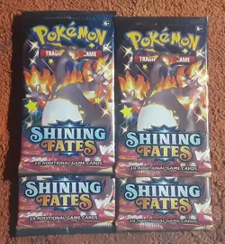 Lot of (4) POKEMON SHINING FATES TCG Sealed Booster Packs - Image 1