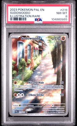 2023 POKEMON PAL EN-PALDEA EVOLVED #219 SUDOWOODO ILLUSTRATION RARE PSA 8 NM-MT - Image 1