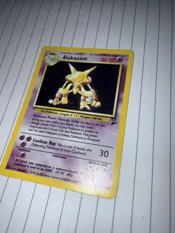Pokemon Base 2 Alakazam 1/130 Foil Holo Rare 80 HP heavy played - Image 5