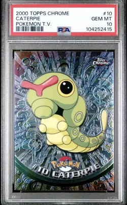 2000 TOPPS CHROME POKEMON T.V. #10 CATERPIE PSA 10 - Image 1