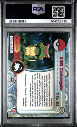 2000 TOPPS CHROME POKEMON T.V. #10 CATERPIE PSA 10 - Image 2